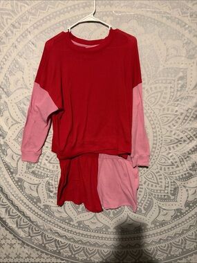 Joy spun Red and Pink Colorblock Lounge Set size large